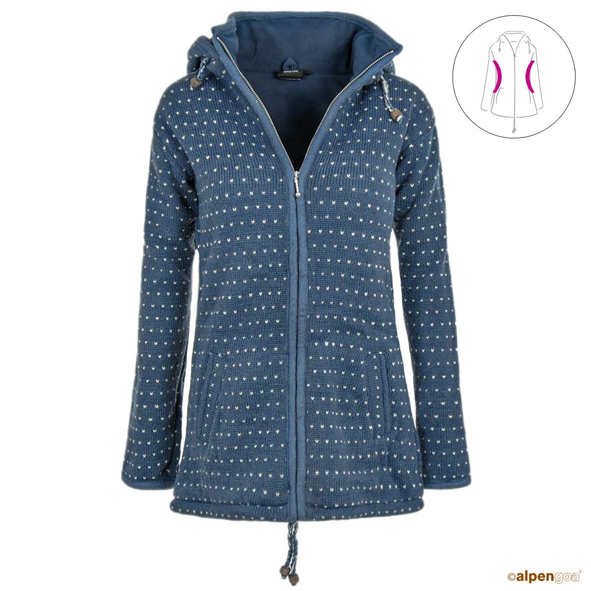 Wolljacke mit Punkten in blau